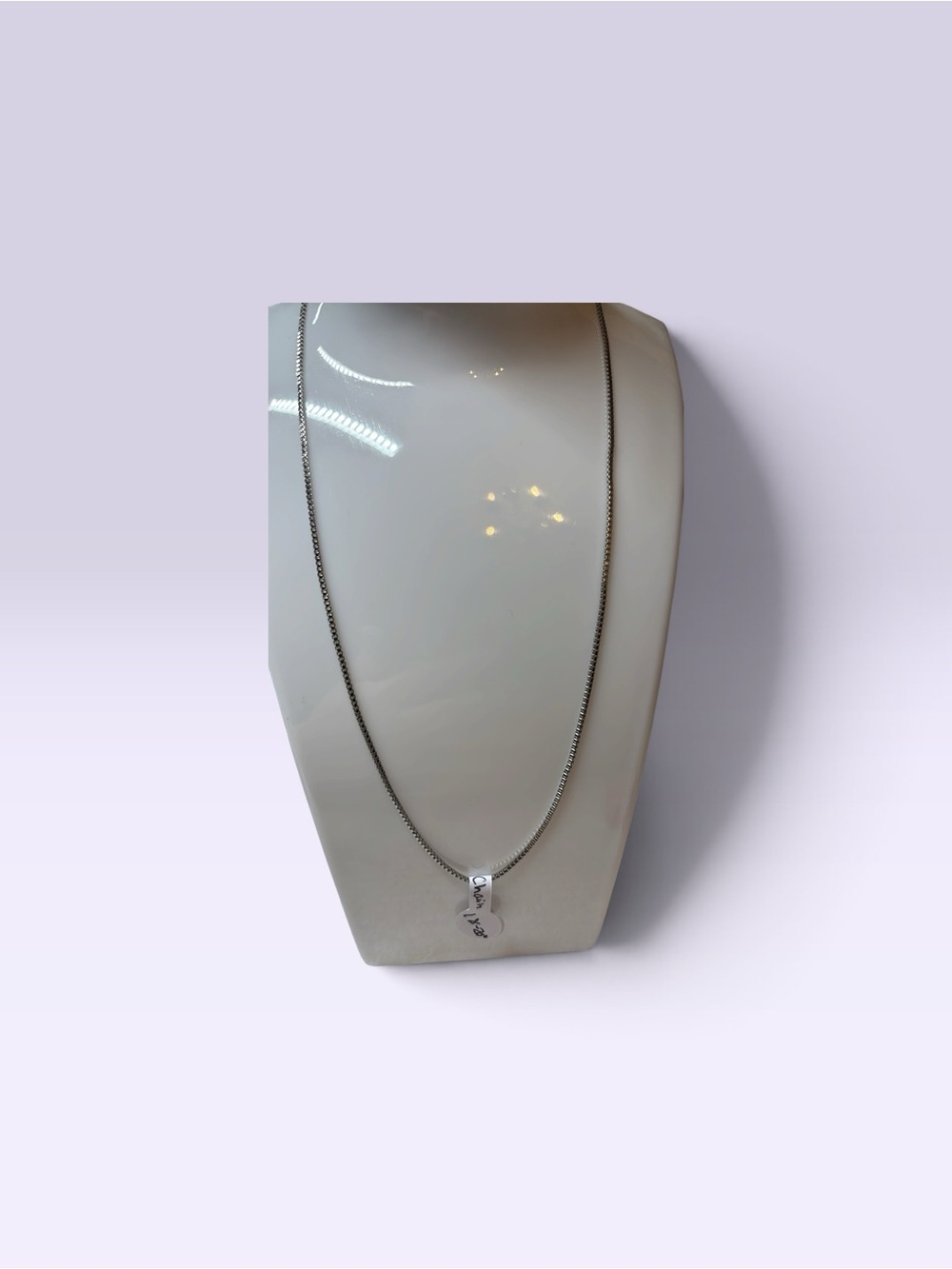 Silvertone box chain Pendant Necklace - Silver
